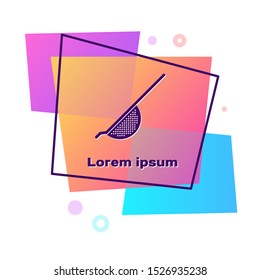 Purple Kitchen colander icon isolated on white background. Cooking utensil. Cutlery sign. Color rectangle button. Vector Illustration