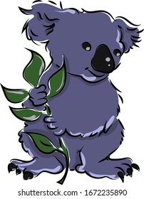 Purple koala, illustration, vector on white background.