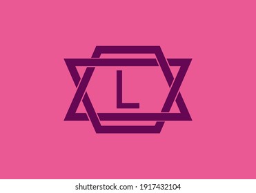 Purple of L initial letter in frame design
