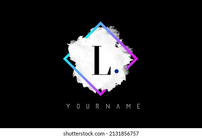 Purple L Letter Logo Design with White Stroke and Gradient Square Frame.