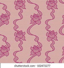 Purple lace vector fabric seamless  pattern with roses