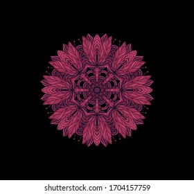 Purple laced ornamental  rosette - mandala on dark background