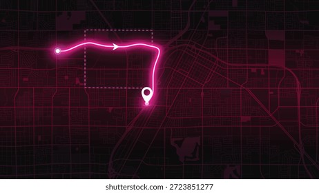 Lila Las Vegas Straßenkarte Vektorgrafik mit GPS-Navigationsstil