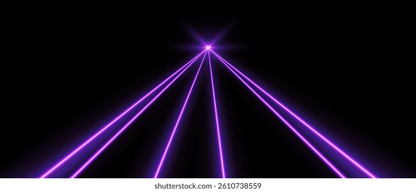 Purple laser beams, concert or nightclub spotlights light effect.