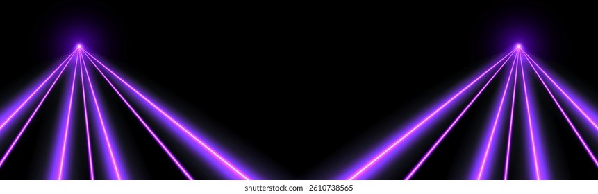 Purple laser beams, concert or nightclub spotlights light effect.