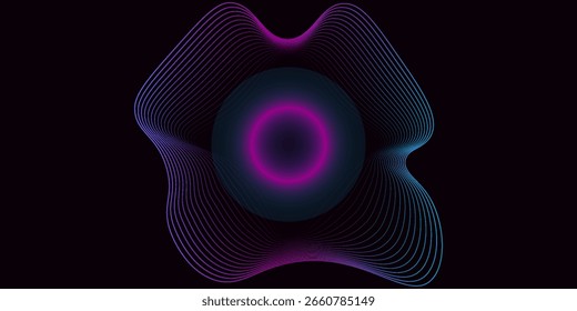 Esfera roxa a laser. Bola brilhante de partículas rosas e azuis. Orbe roxo magenta em plano de fundo isolado. Esfera 3D futurista neon. Esfera de energia brilhante. Inteligência artificial
