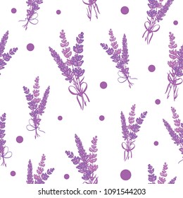 Purple lavender bouquets vector seamless pattern. Beautiful violet lavender retro background. Elegant fabric on light background Surface pattern design.