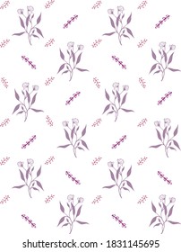 
Purple lavender flower pattern on a white background