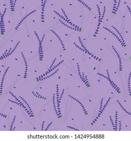 Purple lavender flowers seamless pattern.