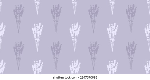 Purple lavender seamless pattern. Elegant lavender wallpaper design. Botanical flowers texture.