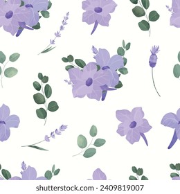 Purple Lavender Seamless Pattern Flower Frame Background