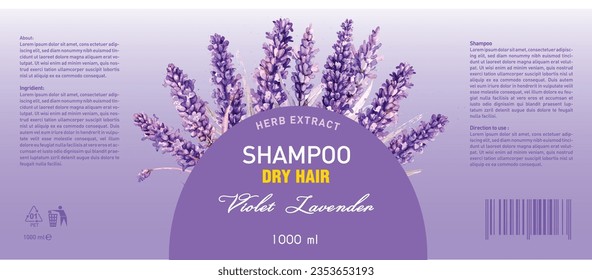 Purple Lavender Shampoo Label Design Vector, Shampoo, Vector label design, EPS Package, Hair shampoo Label Design