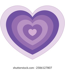 Purple layered heart design with isolated background. Perfect for Valentine's Day, love, romance, and affection themes.