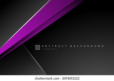 Purple layers and black background with line silver. vector overlapping layer on space. concept design