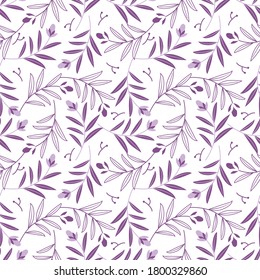Purple leaf pattern. Flat design of floral vector illustration isolated on white background