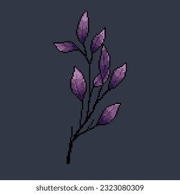 purple leaf in pixel art style