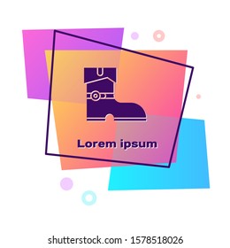 Purple Leather pirate boots icon isolated on white background. Color rectangle button. Vector Illustration