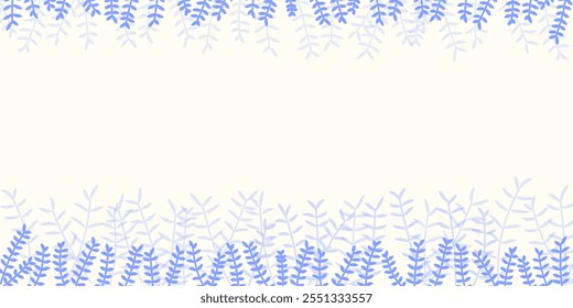 Purple leaves frame template. Cute floral foliage border.