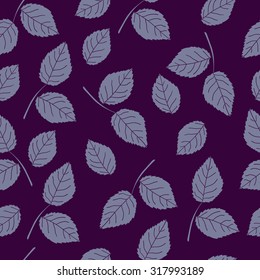 Purple leaves hand drawn seamless pattern. Doodle background vector