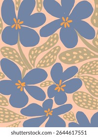  Purple and leaves pattern on pink background, illustrations vector, aesthetic for wallpaper, wall decor, templates covers, art prints. Aesthetic