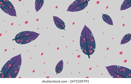 Purple Leaves with pink spots abstract background illustration isolated.