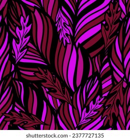 Purple leaves seamless pattern. hand drawing. Not AI, Illustrat3. Vector illustration