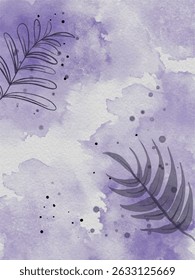 purple leaves watercolor abstract hand painted background illustration art