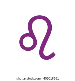 Purple Leo zodiac sign. Astrology symbol vector illustration