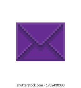 Purple letter cartoon. Vector pixel art.