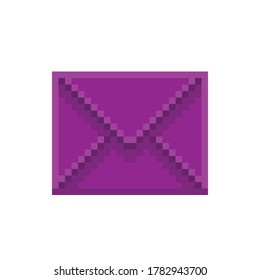 Purple letter cartoon. Vector pixel art.