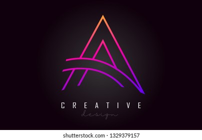 A Purple Letter Logo Monogram Vector Design. Creative A Vibrant Colorful Letter Icon Vector Illustration.