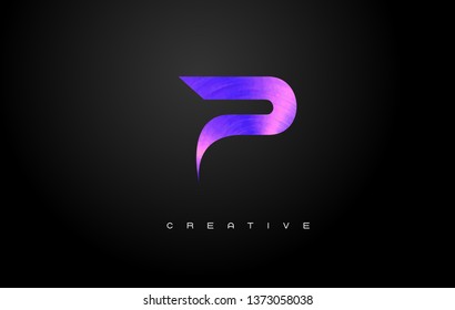 Purple Letter P Logo. P Letter Design Vector with Golden Colors and Bubbles.