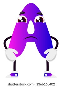 Purple letter A vector illustration on white background