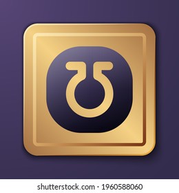 Purple Life icon isolated on purple background. Alchemy icon. Basic mystic elements. Gold square button. Vector