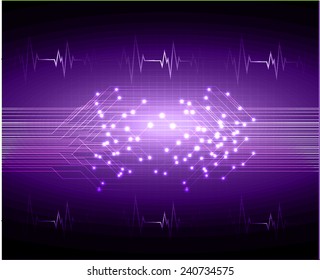 Purple Light Abstract Technology background for computer graphic website and internet, circuit board. pulse
