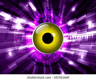 purple Light Abstract Technology background for computer graphic website and internet, circuit board. yellow eye