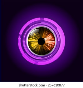purple Light Abstract Technology background for computer graphic website internet and business. orange eye