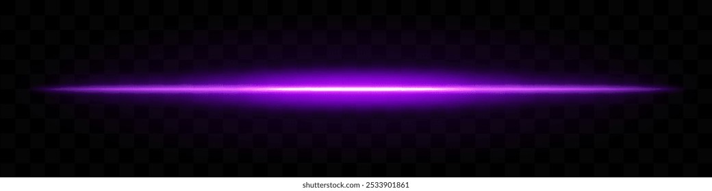 Feixe de luz roxo. Flare horizontal, efeito brilhante, radiante, faixa brilhante, brilho abstrato, iluminação, futurista, linha brilhante, energia, luminosa, luz dinâmica.