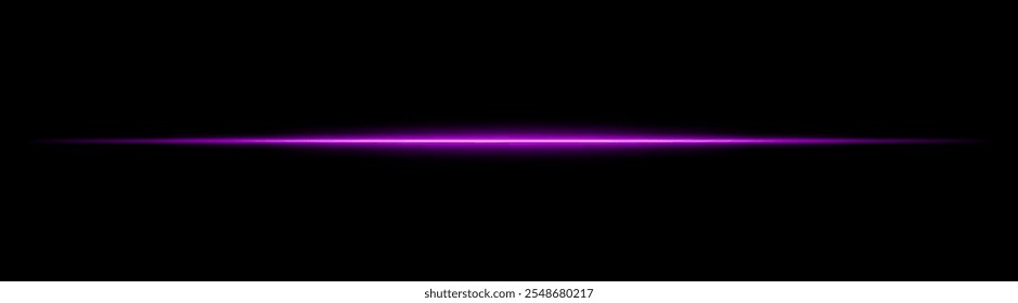 Feixe de luz roxo com um brilho elegante e luminoso em um fundo escuro. Uma sequência horizontal perfeita para projetos futuristas, transições de ficção científica ou efeitos neônicos dinâmicos. Efeito vibrante de luz de energia.