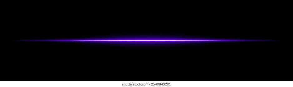 Feixe de luz roxo com um brilho elegante e luminoso em um fundo escuro. Uma sequência horizontal perfeita para projetos futuristas, transições de ficção científica ou efeitos neônicos dinâmicos. Efeito vibrante de luz de energia.