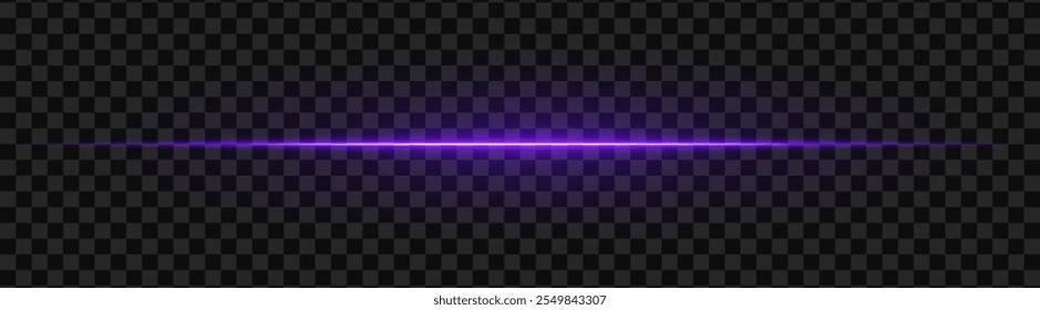 Haz de luz púrpura con un brillo elegante y luminoso sobre un fondo oscuro. Una veta Horizontal perfecta para diseños futuristas, transiciones de ciencia ficción o efectos de neón dinámicos. Efecto de luz de energía vibrante.