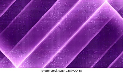 Fondo de tecnología de circuito de luz púrpura, diseño de concepto digital y de conexión,Ilustración vectorial.