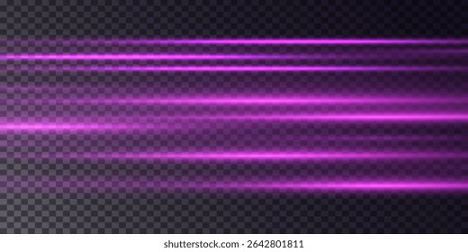 Efecto de luz púrpura. Pequeño efecto de partículas de polvo. Horizontal línea de deslumbramiento. Rayos de neón.