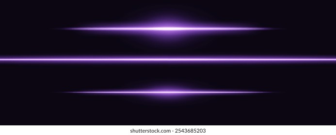 Luz púrpura haz de deslumbramiento. Un reflejo de haz Horizontal agudo. Diseños de ciencia ficción, transiciones de luz o efectos futuristas. Rayas de luz brillante y efectos de neón. Fondo de Fondo de pantalla de brillo dinámico