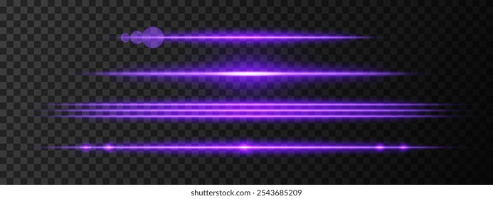 Luz púrpura haz de deslumbramiento. Un reflejo de haz Horizontal agudo. Diseños de ciencia ficción, transiciones de luz o efectos futuristas. Rayas de luz brillante y efectos de neón. Fondo de Fondo de pantalla de brillo dinámico