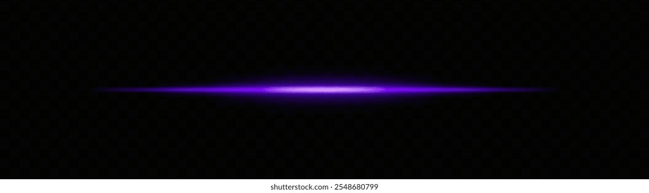 Feixe luminoso roxo com um gradiente suave. Traço luminoso horizontal ideal para ficção científica, desenhos de néon ou efeitos futuristas. Transições de luz brilhante e brilho dinâmico