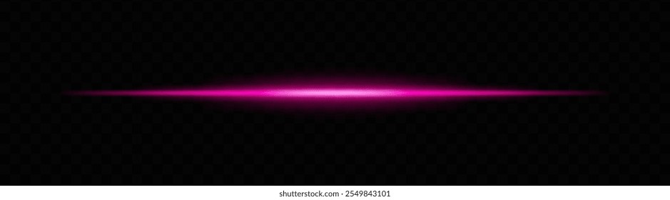 Feixe luminoso roxo com um gradiente suave. Traço luminoso horizontal ideal para ficção científica, desenhos de néon ou efeitos futuristas. Transições de luz brilhante e brilho dinâmico