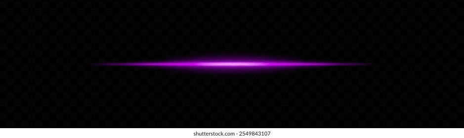 Feixe luminoso roxo com um gradiente suave. Traço luminoso horizontal ideal para ficção científica, desenhos de néon ou efeitos futuristas. Transições de luz brilhante e brilho dinâmico