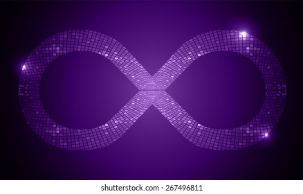 purple light infinity symbol background. Light Technology background for computer graphic website internet.