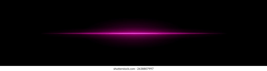 Purple light line. Single sharp glowing beam with soft radial fade on dark background. Ideal for tech, sci-fi, speed, futuristic visual effects.